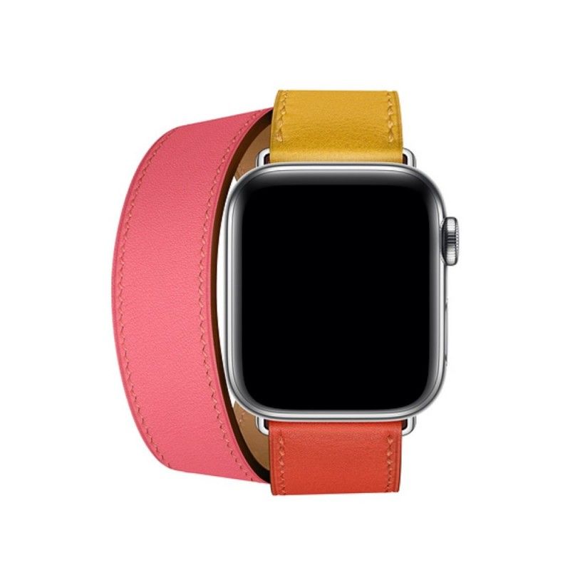 Apple Horlogeband 44/42 Mm Lederen Dubbele Tour Kleuren