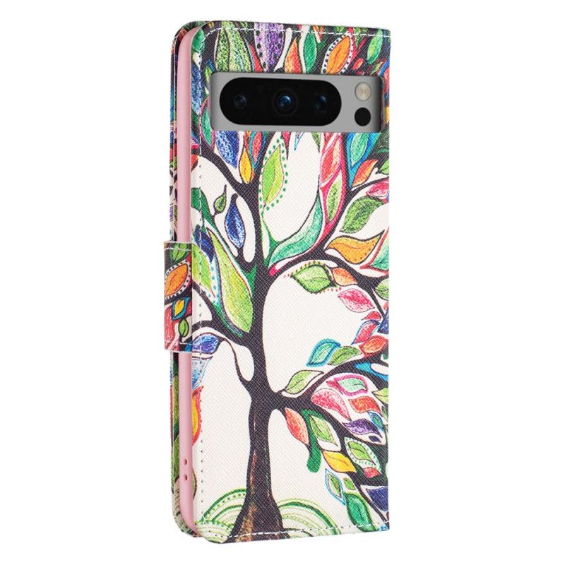 Flip Case Leren Google Pixel 8 Pro Artistieke Boom