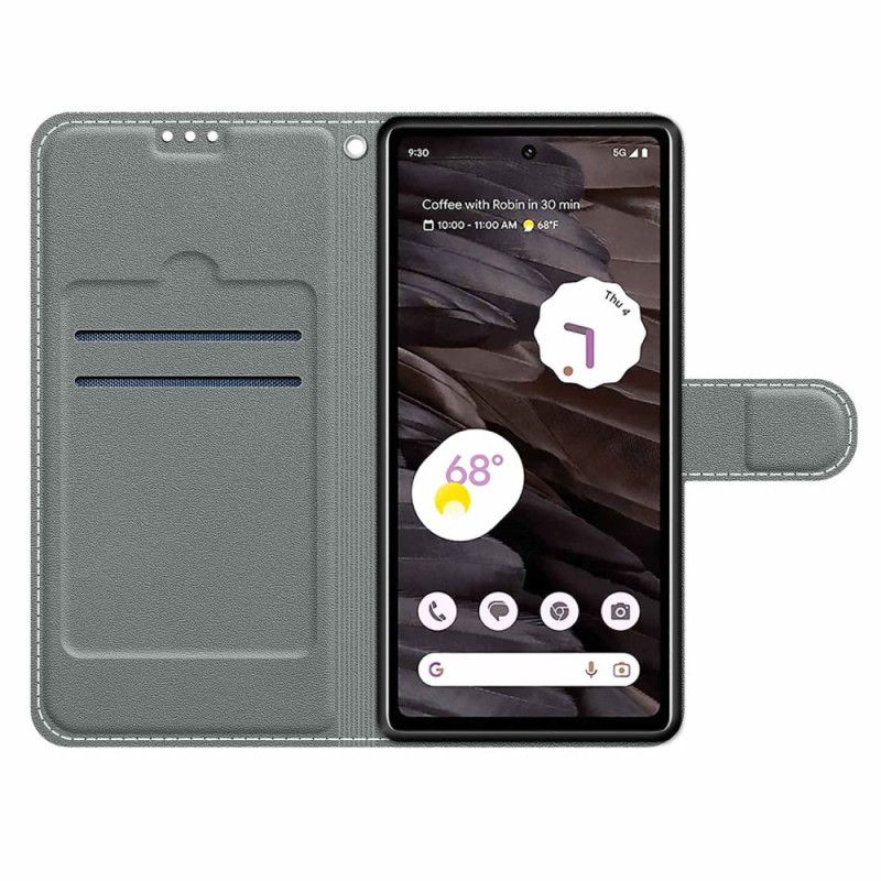 Flip Case Leren Google Pixel 8 Pro Yo Kat Met Riem