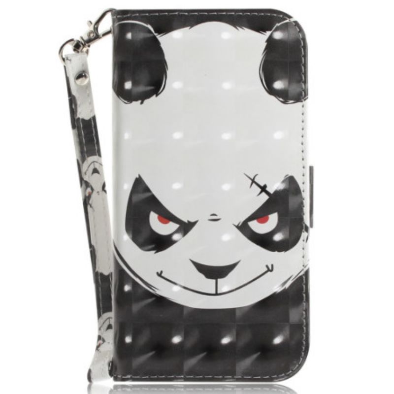 Folio-hoesje Google Pixel 8 Pro Telefoonhoesje Boze Panda Met Riem