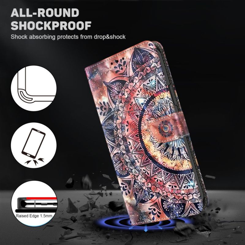 Leren Hoesje Google Pixel 8 Pro Kleurrijke Mandala Met Riempje Bescherming Hoesje