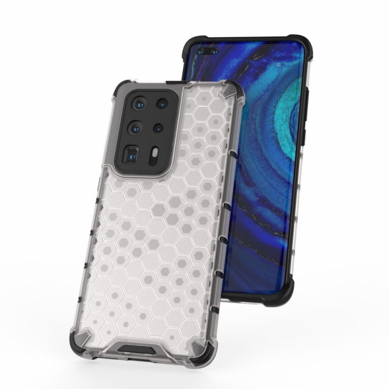 Hoesje Huawei P40 Pro Plus Grijs Wit Honingraatstijl