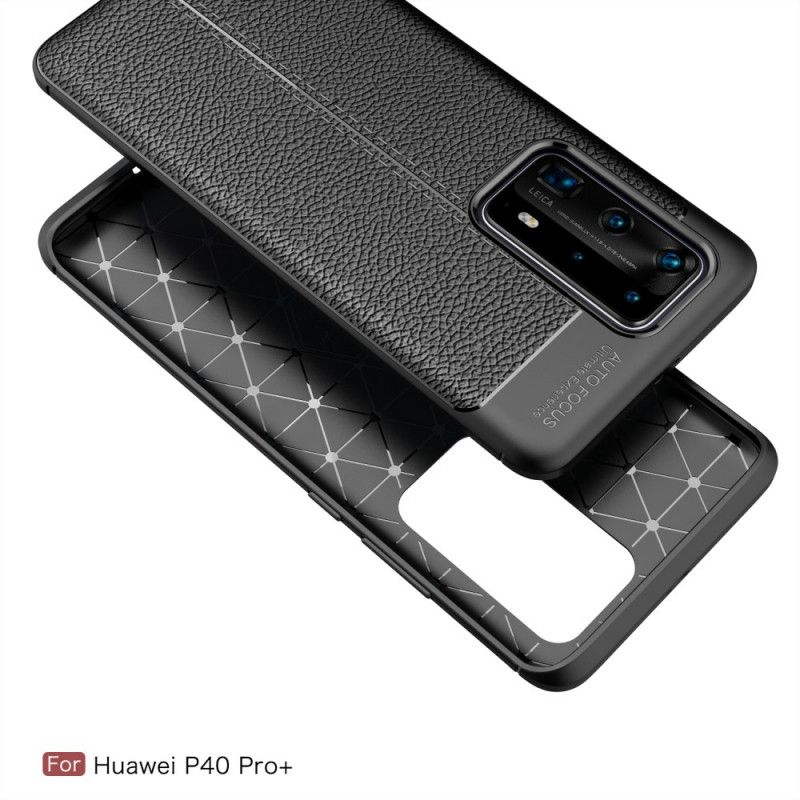 Hoesje voor Huawei P40 Pro Plus Rood Zwart Flexibele Koolstofvezeltextuur