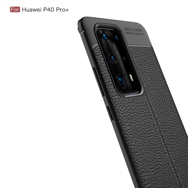 Hoesje voor Huawei P40 Pro Plus Rood Zwart Flexibele Koolstofvezeltextuur