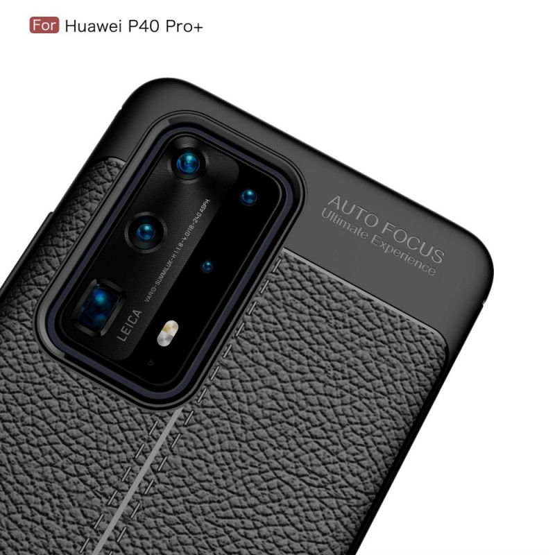 Hoesje voor Huawei P40 Pro Plus Rood Zwart Flexibele Koolstofvezeltextuur