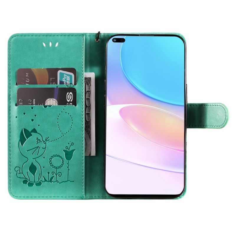 Folio-hoesje Huawei Nova 8i / Honor 50 Lite Telefoonhoesje Cat And Bee String