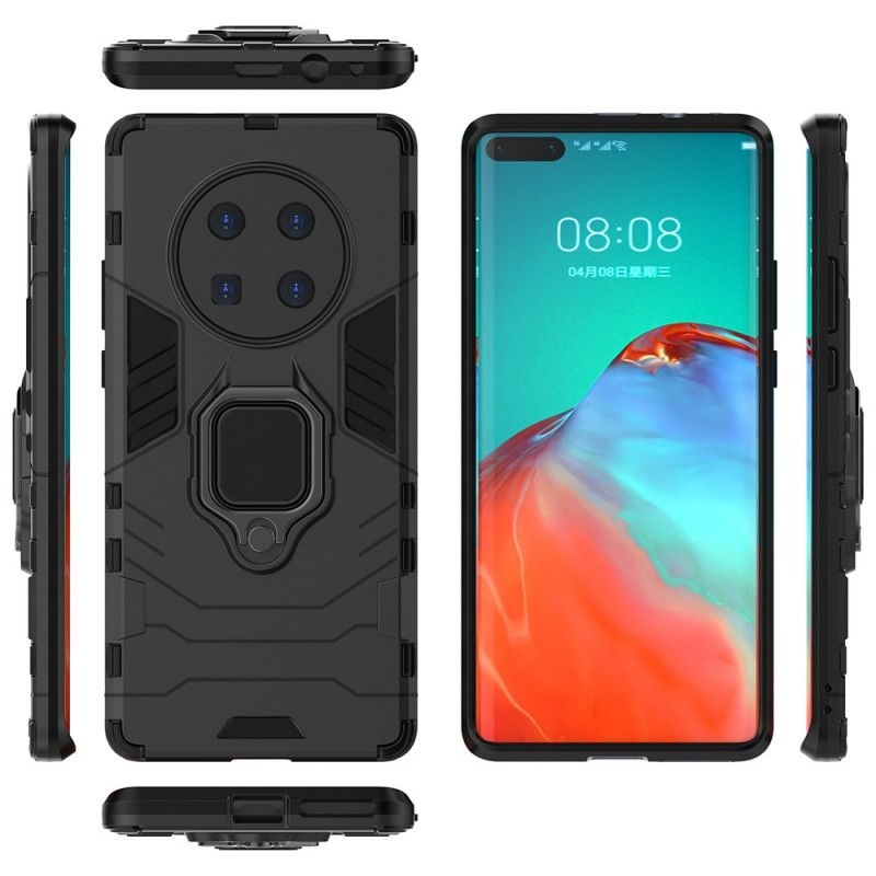 Cover Hoesje Huawei Mate 40 Pro Rood Zwart Telefoonhoesje Resistente Ring