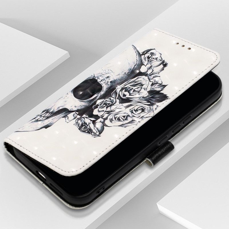 Flip Case Leren Oppo Reno 11 Pro 5g Gebloemde Schedel