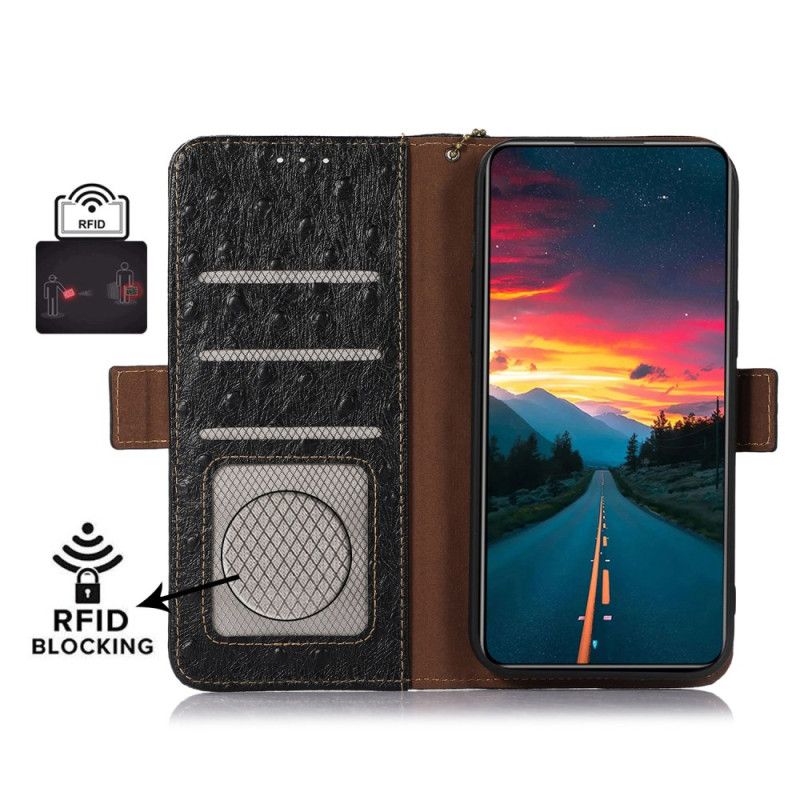 Flip Case Leren Oppo Reno 11 Pro 5g Getextureerd Echt Leer Rfid-blokkering