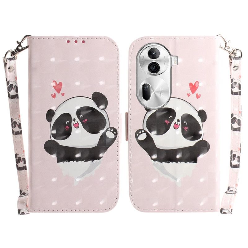 Leren Hoesje Oppo Reno 11 Pro 5g Panda Love Met Riempje