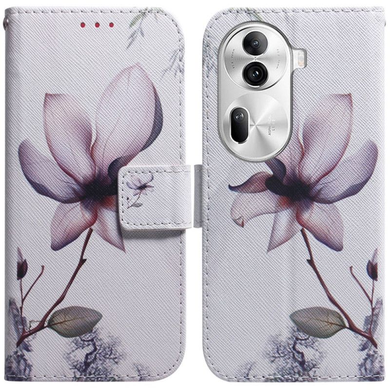 Leren Hoesje Voor Oppo Reno 11 Pro 5g Roze Bloem