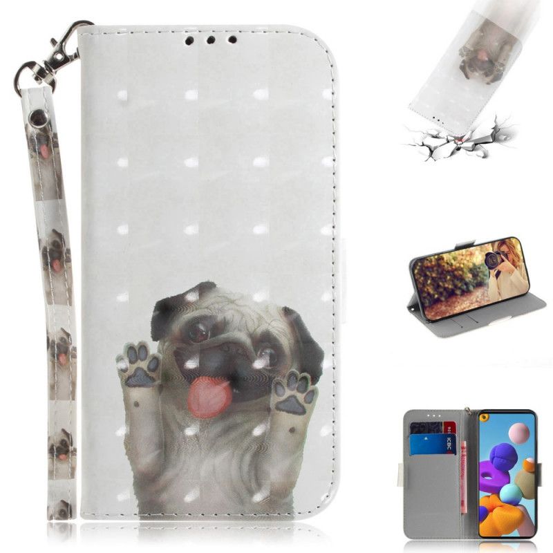 Cover Folio-hoesje Samsung Galaxy A21s Telefoonhoesje Hou Van Mijn Hond Met String