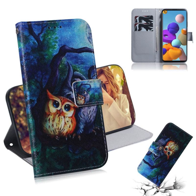 Cover Folio-hoesje Samsung Galaxy A21s Telefoonhoesje Uil Schilderij