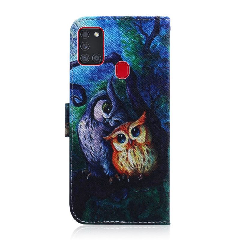 Cover Folio-hoesje Samsung Galaxy A21s Telefoonhoesje Uil Schilderij