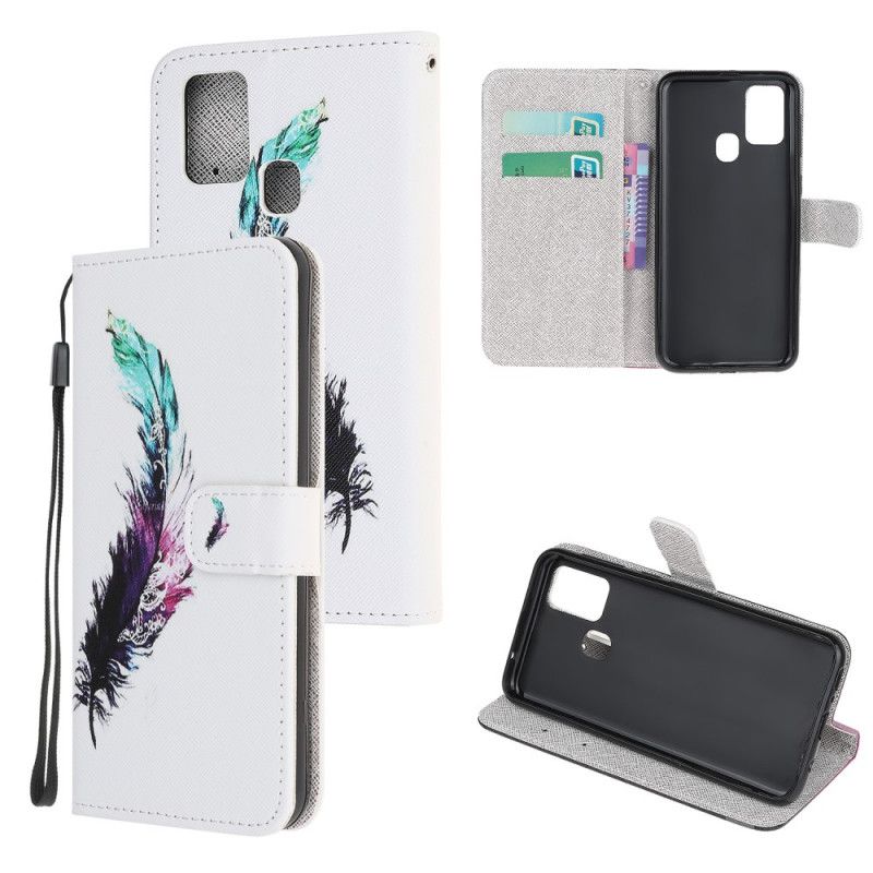 Cover Folio-hoesje Samsung Galaxy A21s Telefoonhoesje Veer Met String