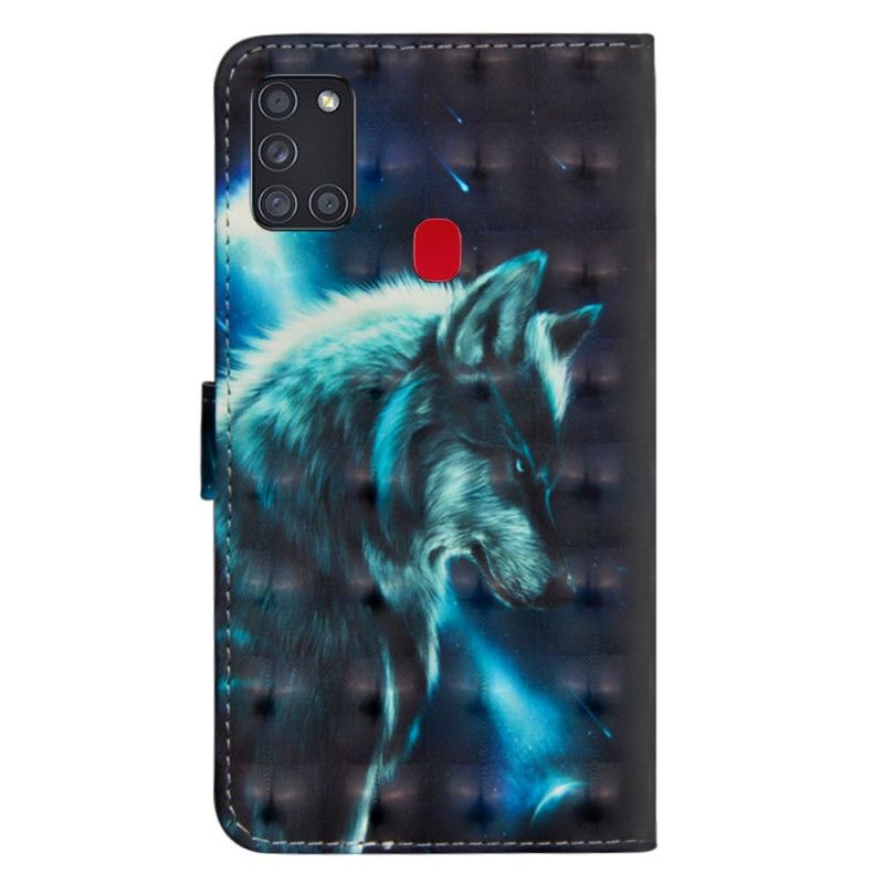 Flip Case Leren Samsung Galaxy A21s Majestueuze Wolf