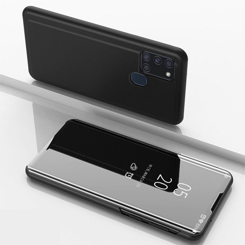 Folio-hoesje Samsung Galaxy A21s Wit Zwart Telefoonhoesje Spiegel