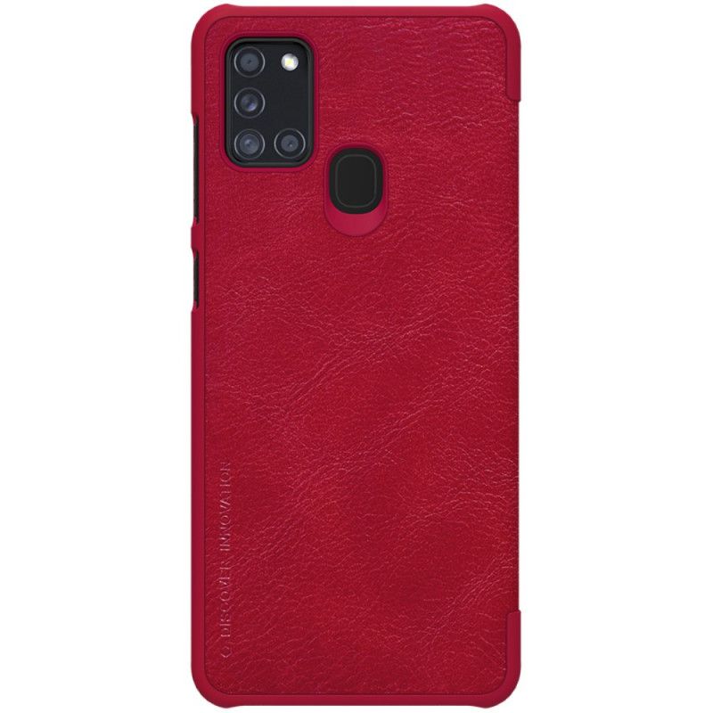 Hoesje Samsung Galaxy A21s Rood Zwart Nillkin Qin-Reeks