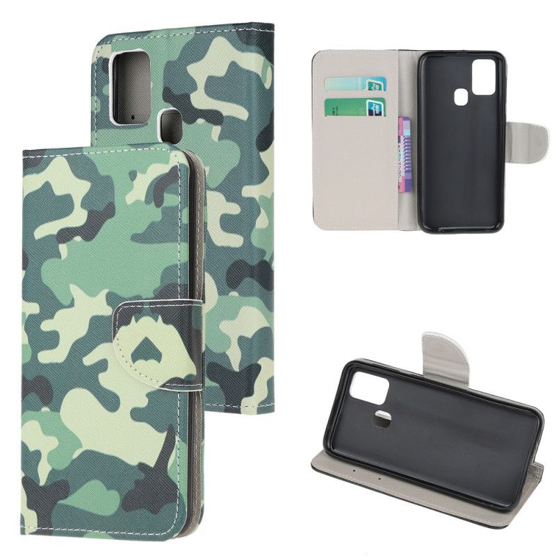 Leren Hoesje Samsung Galaxy A21s Militaire Camouflage