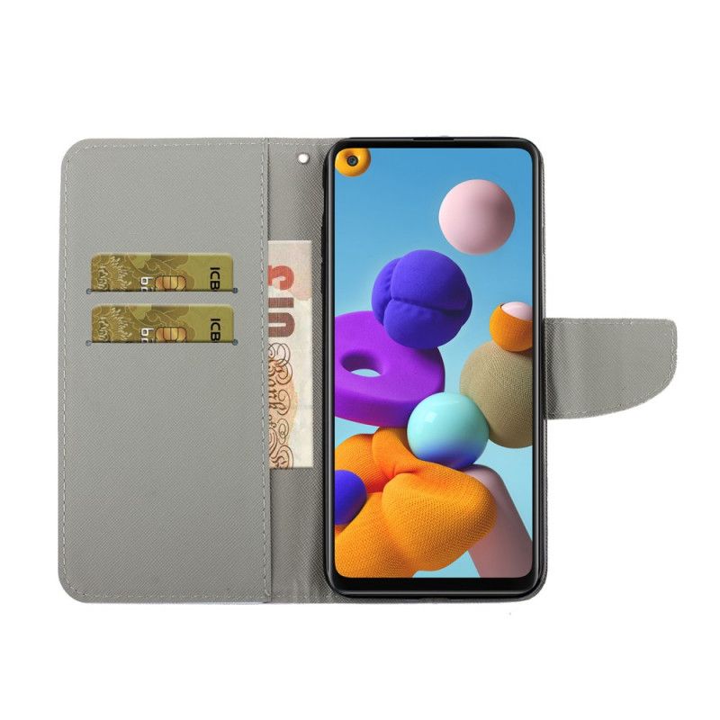 Leren Hoesje Samsung Galaxy A21s String Madeliefjes