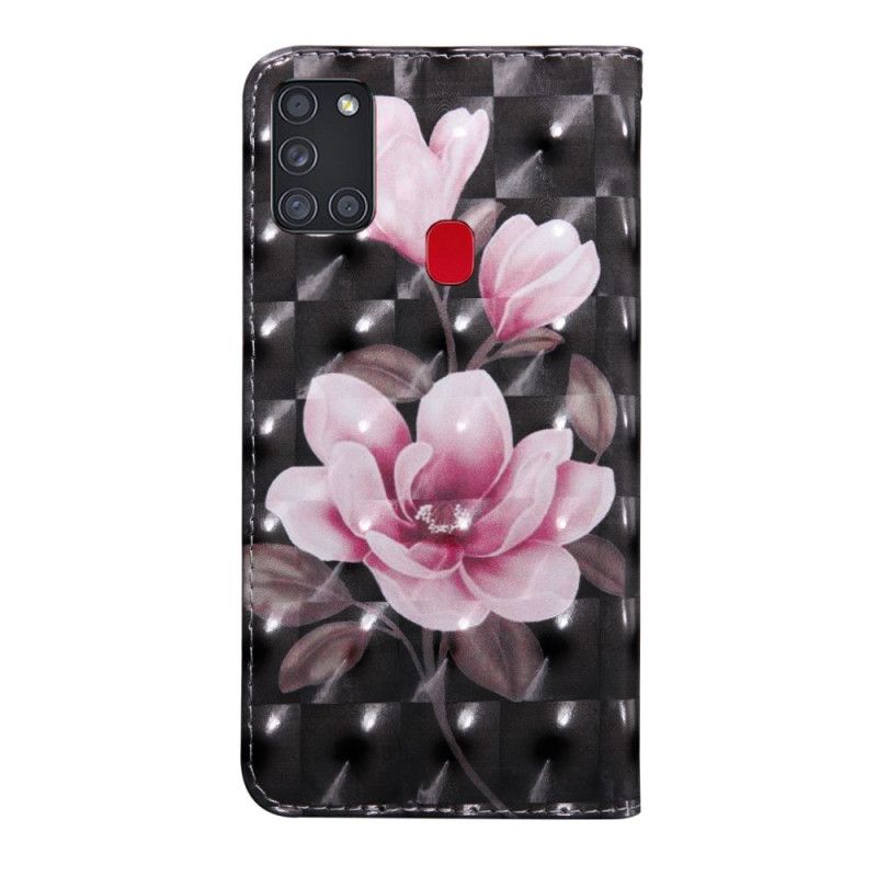 Leren Hoesje Samsung Galaxy A21s Telefoonhoesje Bloemen Bloeien