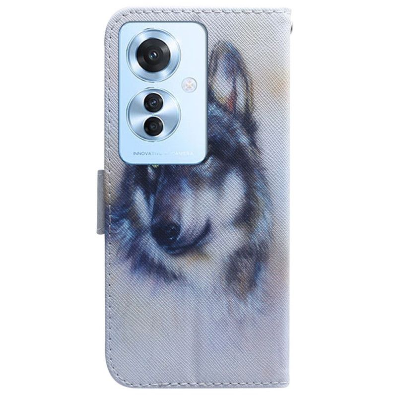 Folio-hoesje Oppo Reno 11f 5g Telefoonhoesje Waterverfwolf