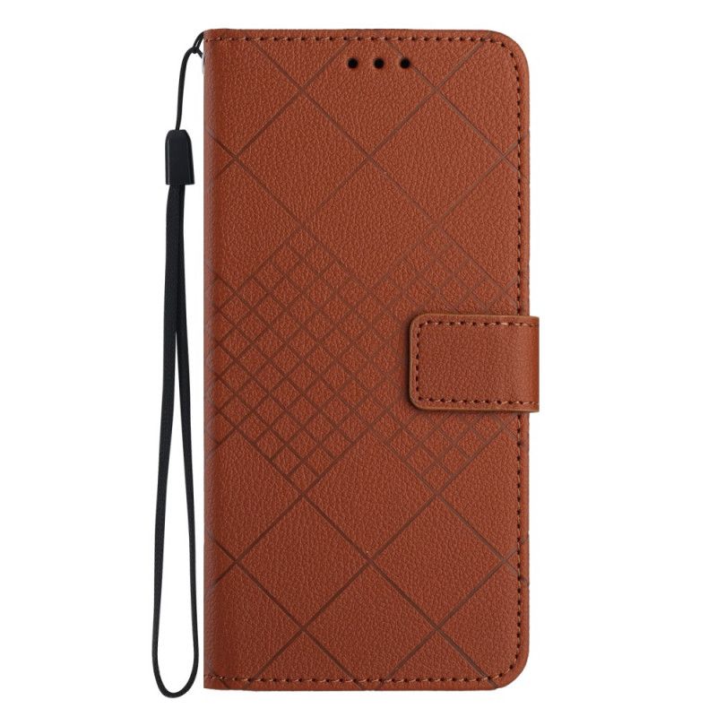 Leren Hoesje Oppo Reno 11f 5g Diamantbandpatroon Bescherming Hoesje