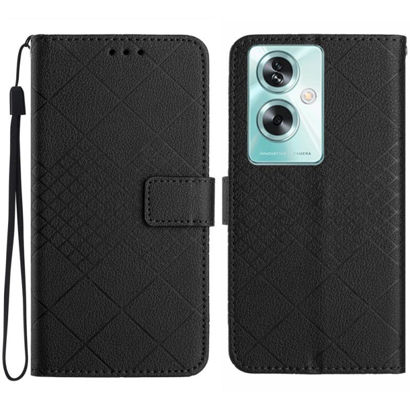 Leren Hoesje Oppo Reno 11f 5g Diamantbandpatroon Bescherming Hoesje