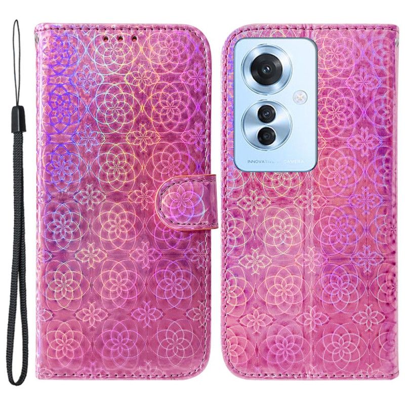 Leren Hoesje Oppo Reno 11f 5g Disco-stijl Met Bandjes Bescherming Hoesje