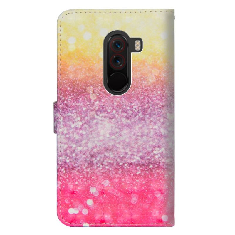 Cover Folio-hoesje Xiaomi Pocophone F1 Telefoonhoesje Verloop Magenta Glitter