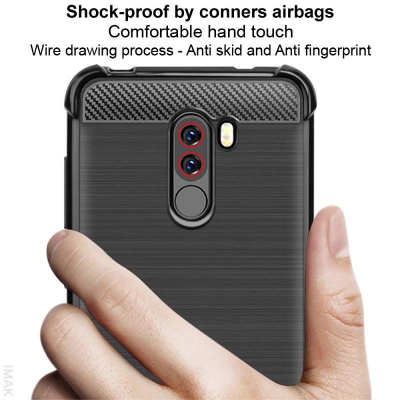 Cover Hoesje Xiaomi Pocophone F1 Telefoonhoesje Imak Geborsteld Koolstofvezel