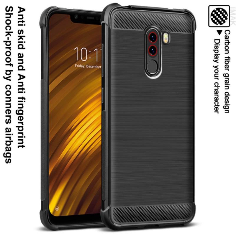 Cover Hoesje Xiaomi Pocophone F1 Telefoonhoesje Imak Geborsteld Koolstofvezel