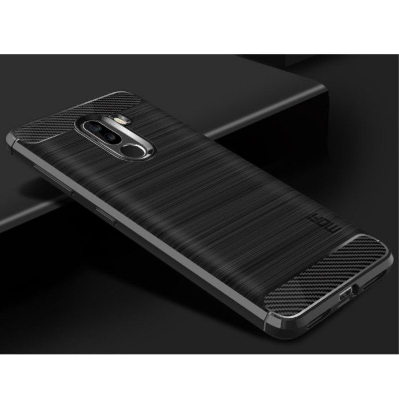 Hoesje voor Xiaomi Pocophone F1 Grijs Zwart Mofi Geborstelde Koolstofvezel