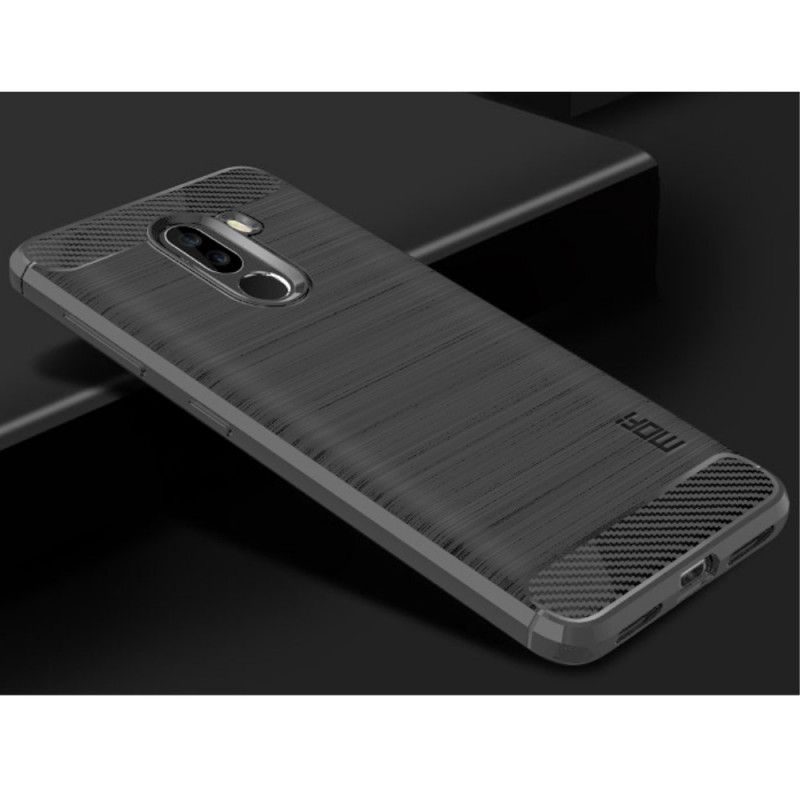 Hoesje voor Xiaomi Pocophone F1 Grijs Zwart Mofi Geborstelde Koolstofvezel