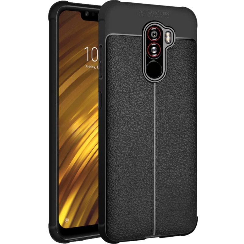 Hoesje voor Xiaomi Pocophone F1 Zwart Imak Kunstleer Stiksels