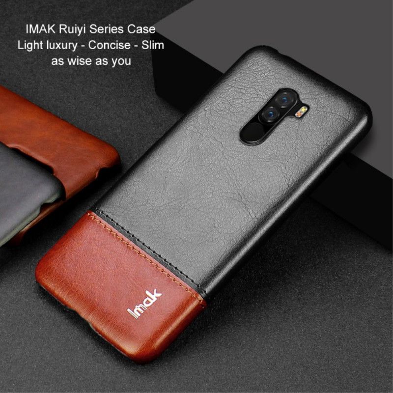 Hoesje Xiaomi Pocophone F1 Bruin Zwart Imak Ruiyi Serie Leereffect