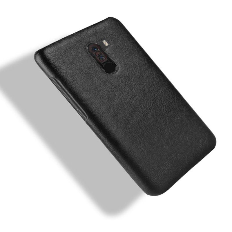 Hoesje Xiaomi Pocophone F1 Grijs Zwart Lychee Leereffect