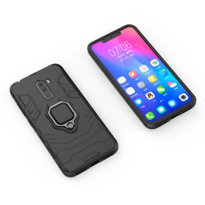 Hoesje Xiaomi Pocophone F1 Rood Zwart Resistente Ring