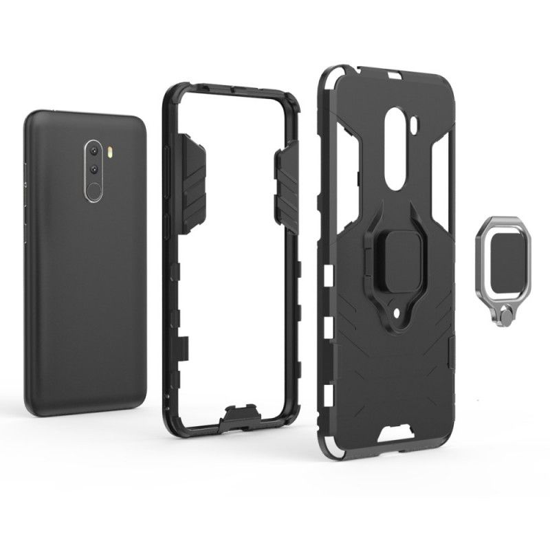 Hoesje Xiaomi Pocophone F1 Rood Zwart Resistente Ring