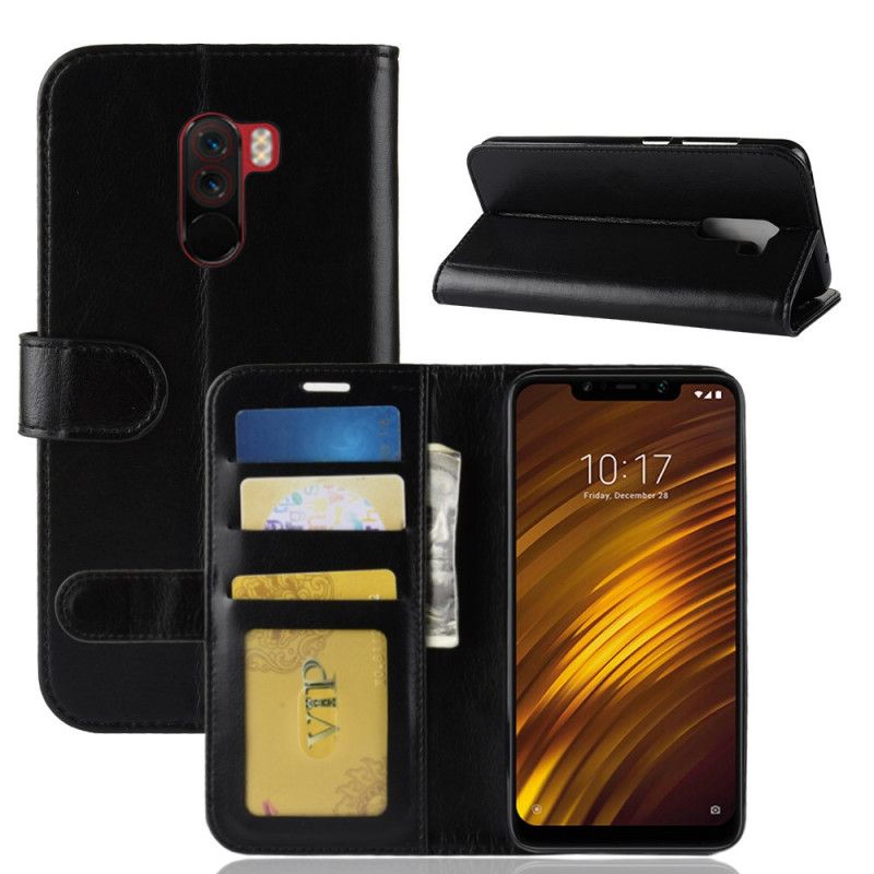 Leren Hoesje voor Xiaomi Pocophone F1 Bruin Zwart Ultra Kunstleer