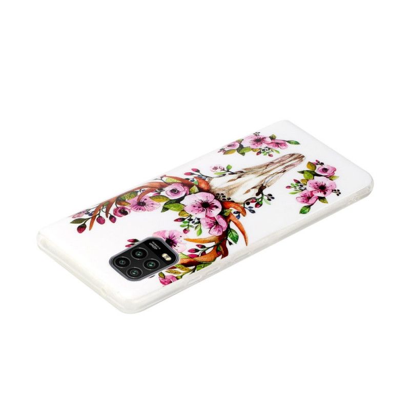 Case Hoesje Xiaomi Mi 10 Lite Telefoonhoesje Eland Met Fluorescerende Bloemen