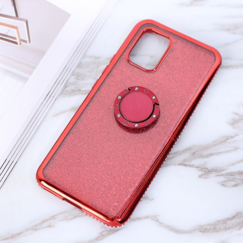 Cover Hoesje Xiaomi Mi 10 Lite Paars Rood Telefoonhoesje Pailletten En Diamanten Met Ringsteun