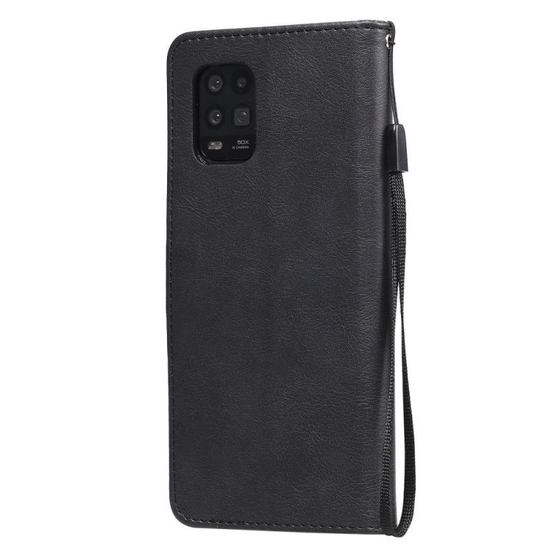 Flip Case Leren Xiaomi Mi 10 Lite Rood Zwart Standaard Kunstleer