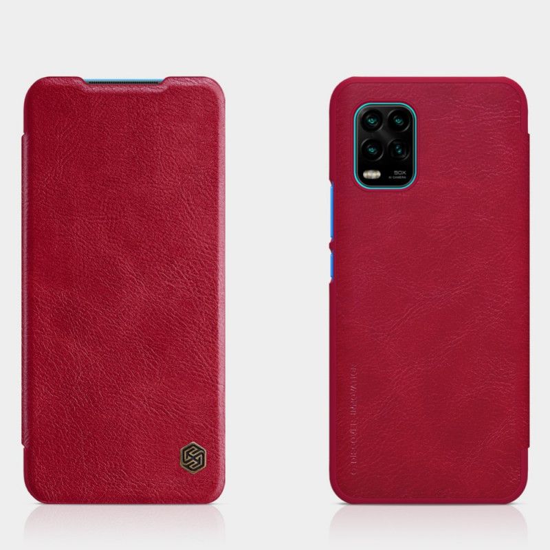 Folio-hoesje voor Xiaomi Mi 10 Lite Bruin Rood Nillkin Qin-Reeks