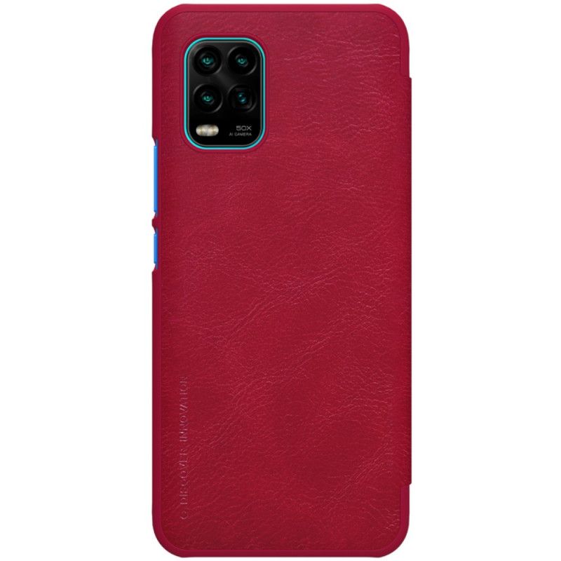 Folio-hoesje voor Xiaomi Mi 10 Lite Bruin Rood Nillkin Qin-Reeks