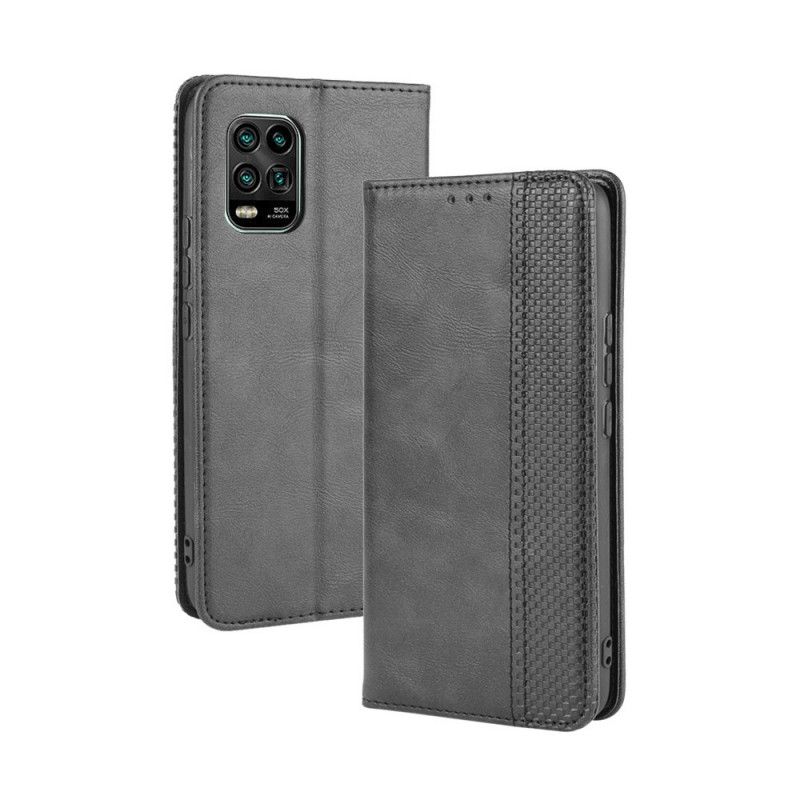 Folio-hoesje Xiaomi Mi 10 Lite Rood Zwart Gestileerd Vintage Leereffect