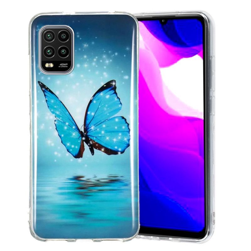 Hoesje voor Xiaomi Mi 10 Lite Fluorescerende Blauwe Vlinder