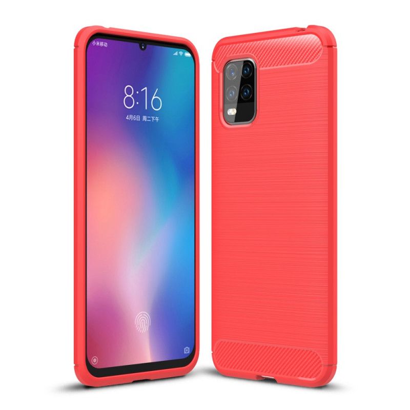 Hoesje Xiaomi Mi 10 Lite Rood Zwart Geborsteld Koolstofvezel