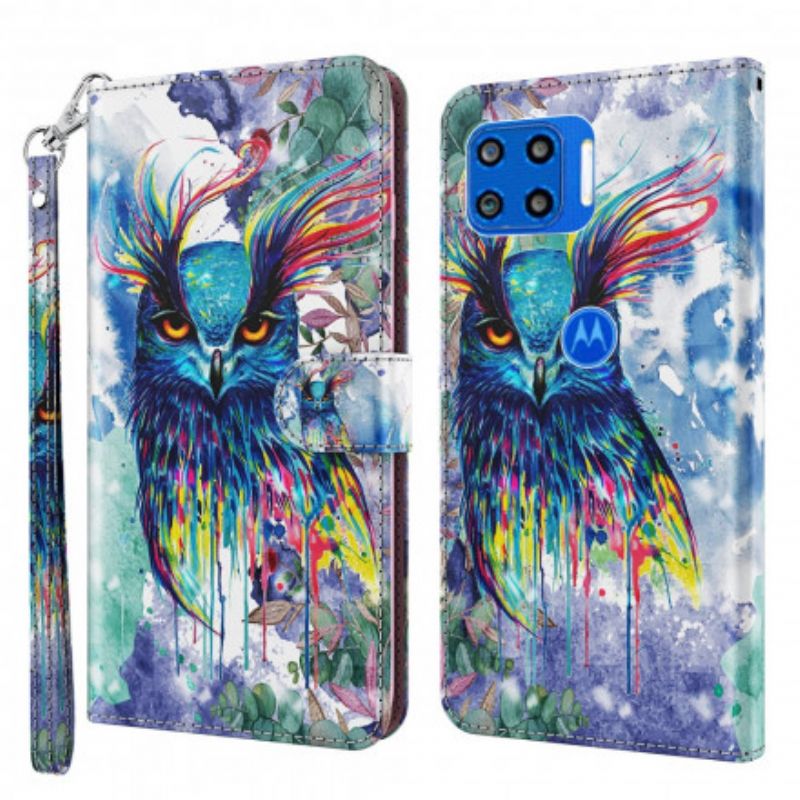 Folio-hoesje Moto G 5g Plus Telefoonhoesje Vogel Aquarel