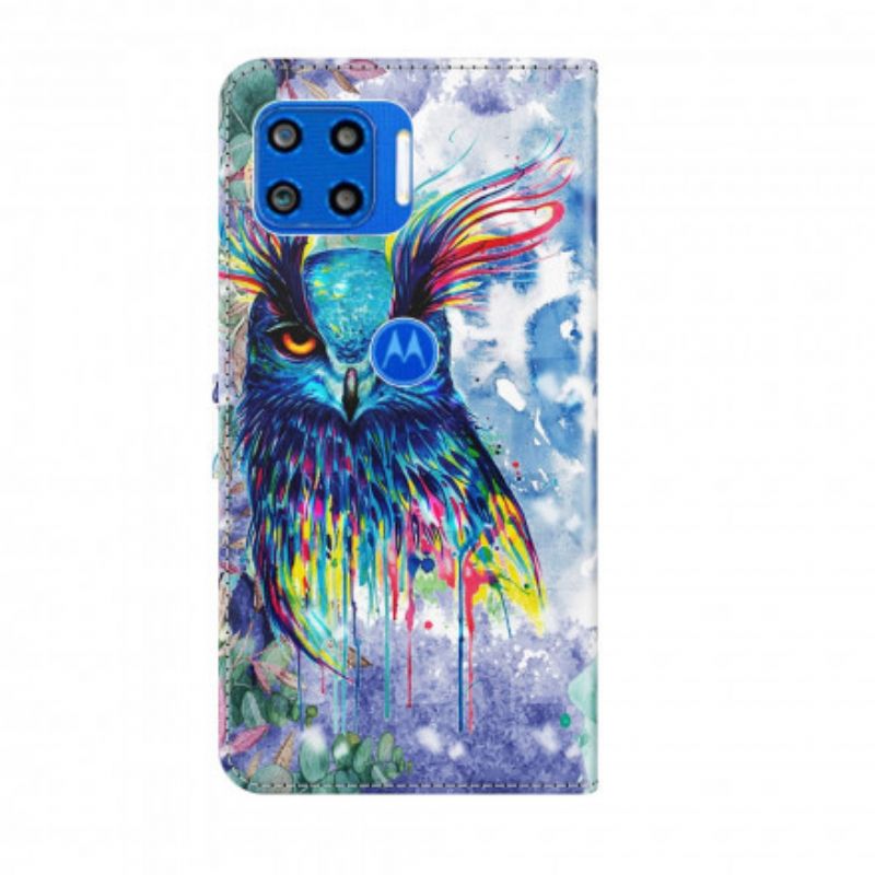 Folio-hoesje Moto G 5g Plus Telefoonhoesje Vogel Aquarel